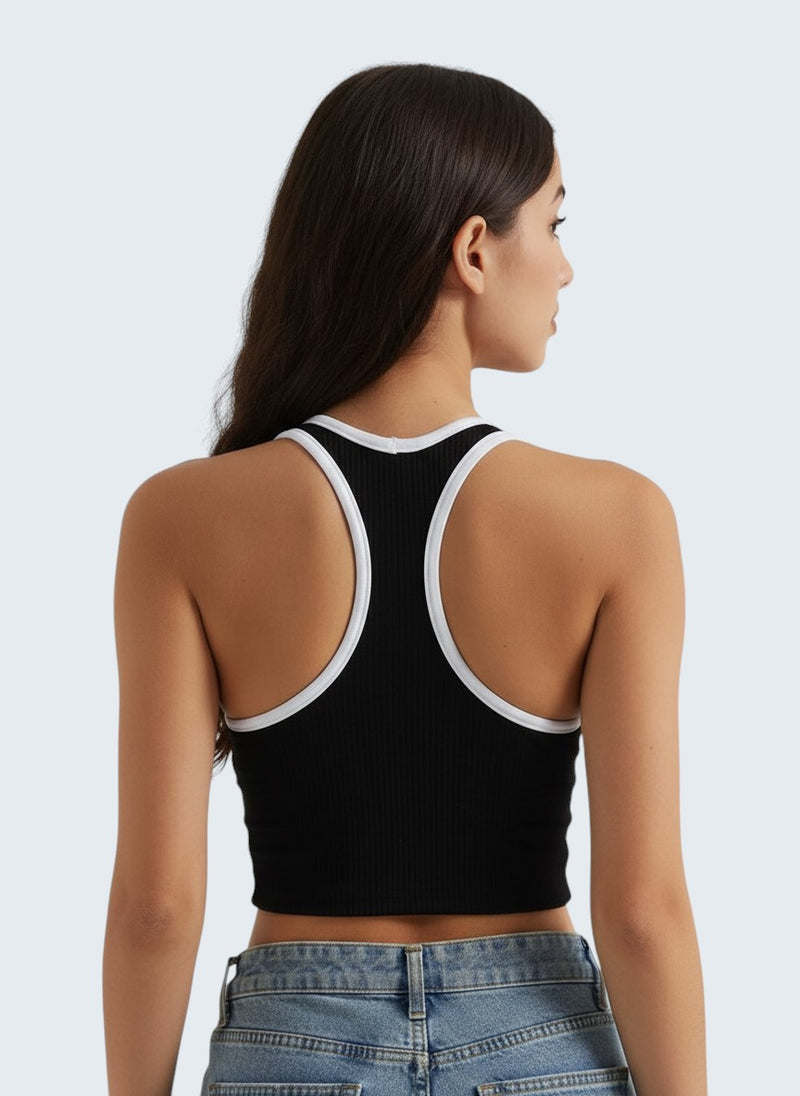 Top Ribbed Contrast Racerback