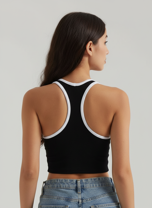 Top Ribbed Contrast Racerback