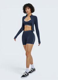 Conjunto Zip Crop e Biker Shorts Seamless