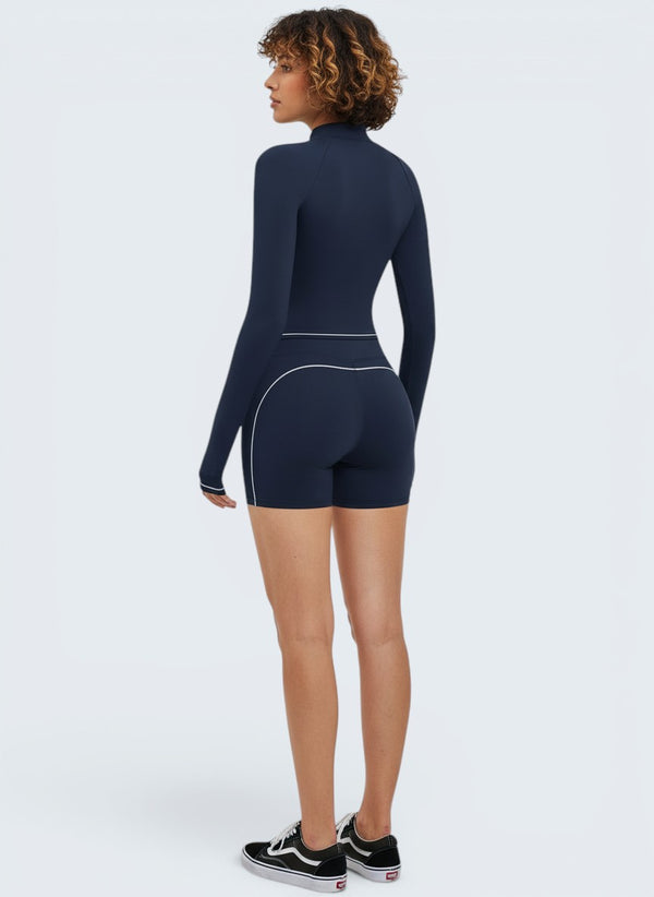 Conjunto Zip Crop e Biker Shorts Seamless