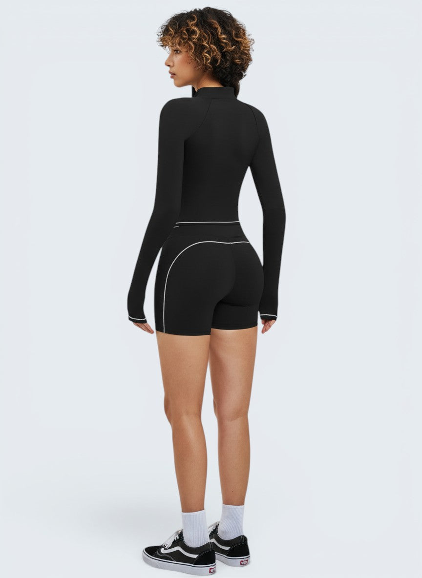 Conjunto Zip Crop e Biker Shorts Seamless