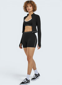 Conjunto Zip Crop e Biker Shorts Seamless