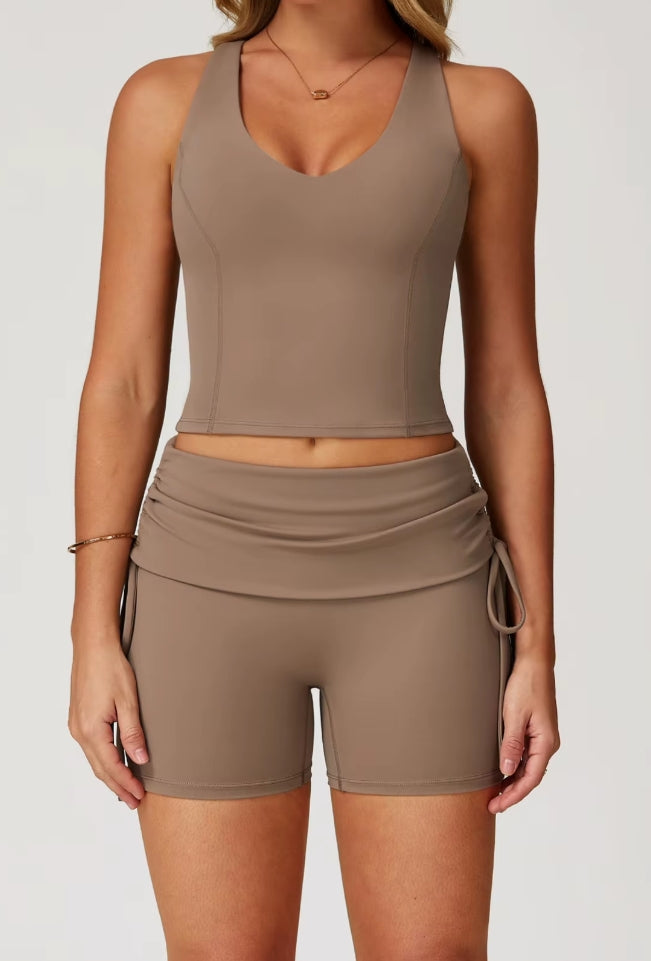 Calções de Treino para Mulher – Cintura Cruzada Ajustável