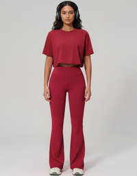 Conjunto Cropped e Calças Flare