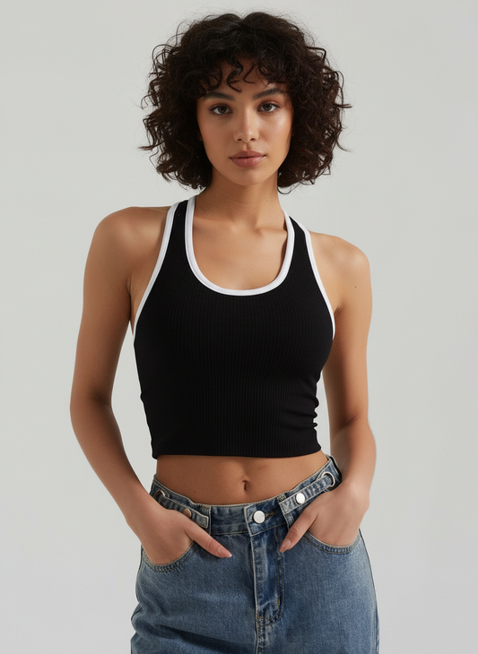 Top Ribbed Contrast Racerback