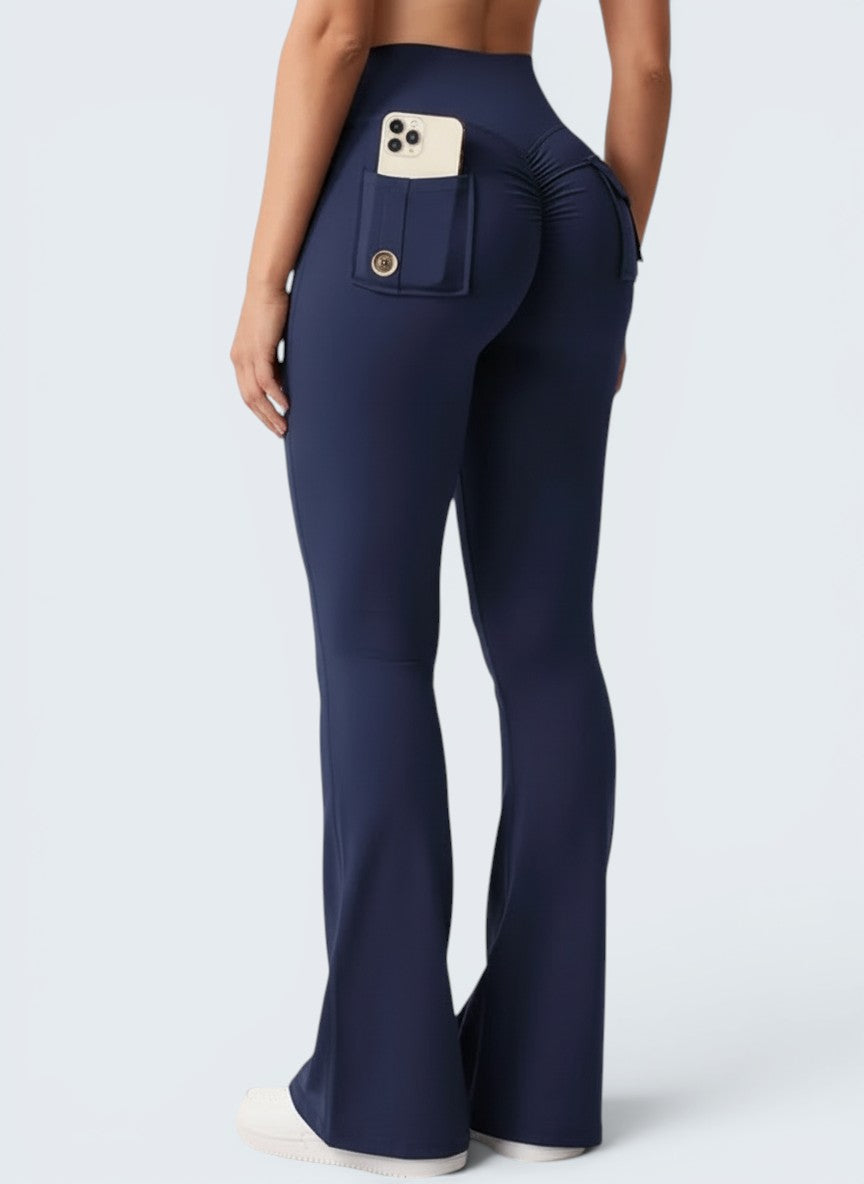 Calças Flare Sculpt com Bolsos