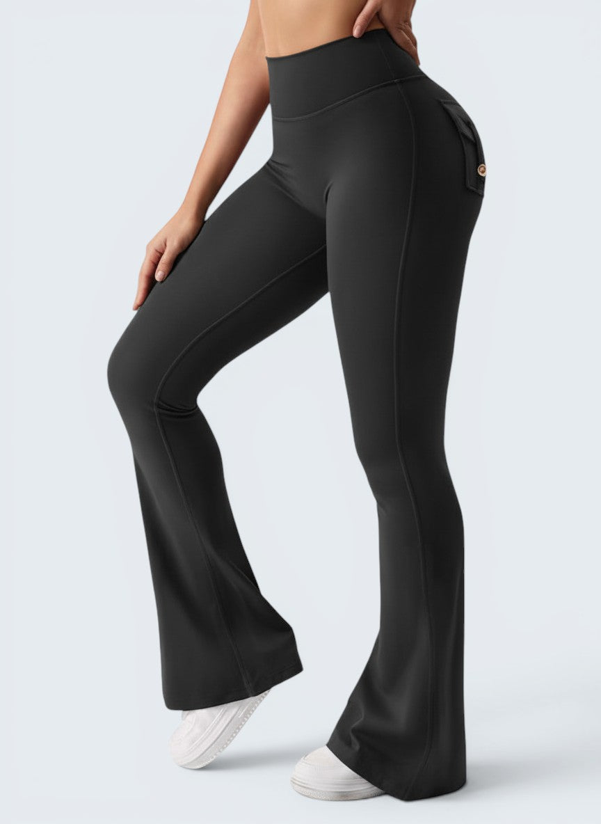 Calças Flare Sculpt com Bolsos