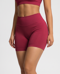 Calções seamless de cintura alta cor bordô da VD Beyond Limits, tecido elástico e respirável para treino e yoga.