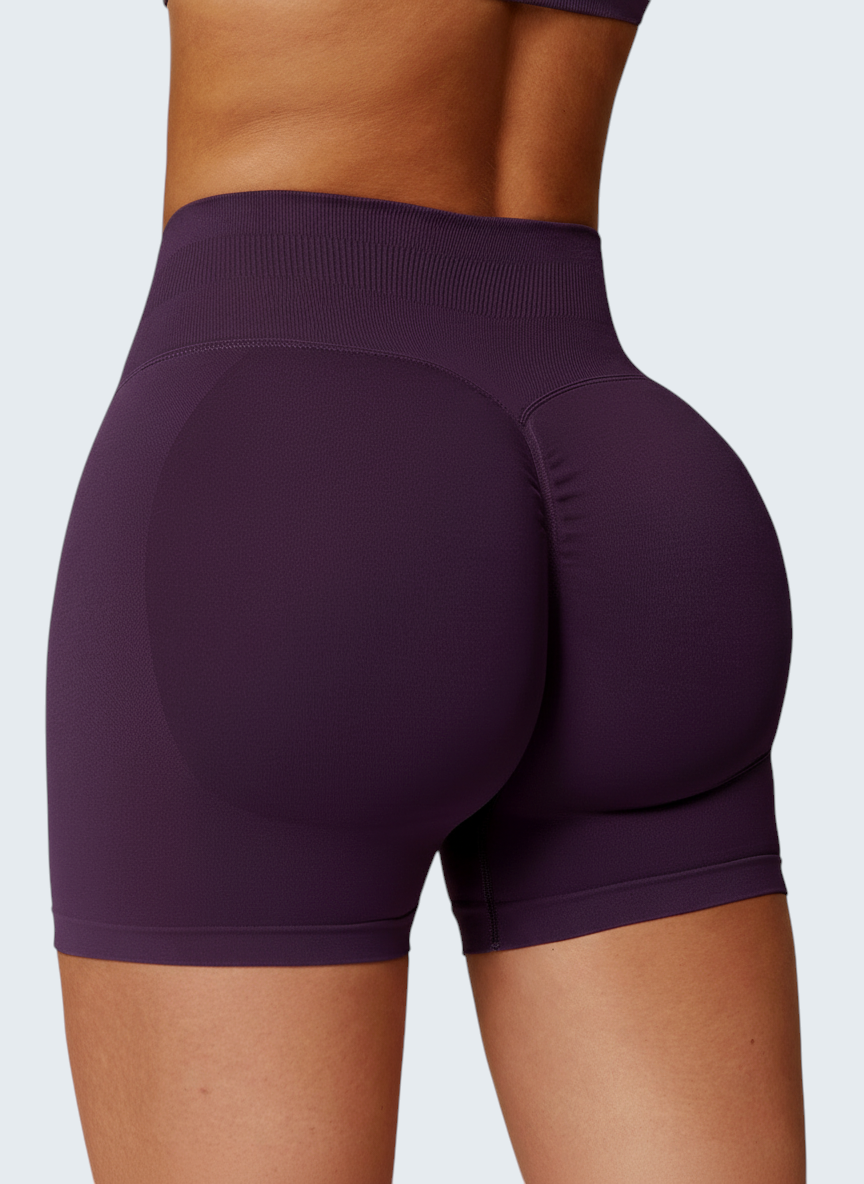 Shorts desportivos VD Beyond Limits roxos de cintura alta com design seamless e efeito modelador para treino