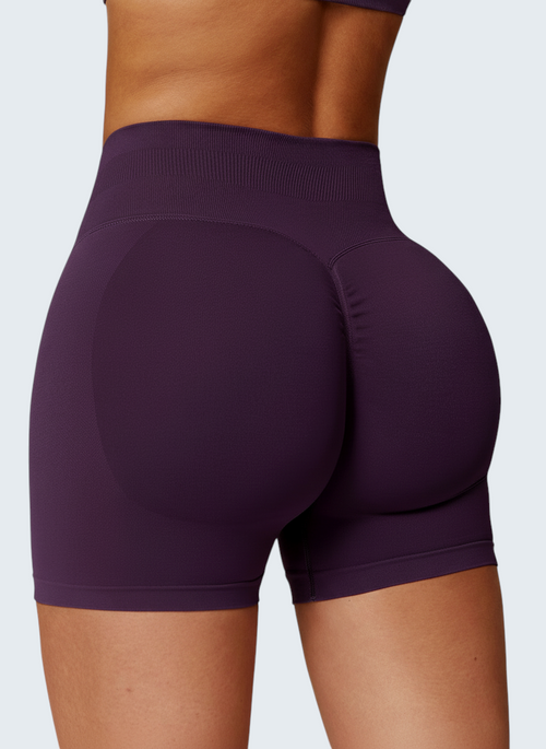 Shorts desportivos VD Beyond Limits roxos de cintura alta com design seamless e efeito modelador para treino